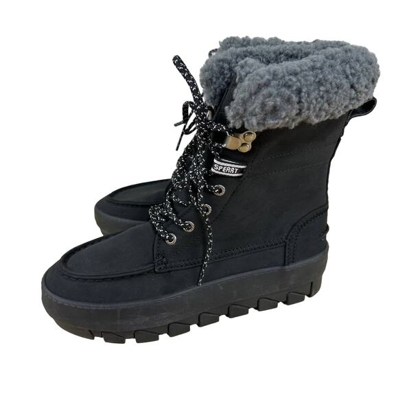 Sperry NWOB Juneau Lace Up Black Winter Boots STS86817 Size 5.5 Waterproof Suede - Picture 4 of 8